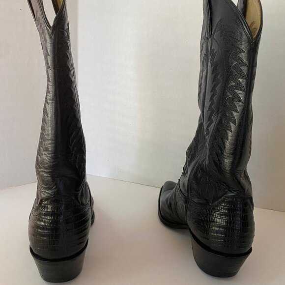 JUSTIN Boots Exotic Iguana Lizard Black Leather Cowboy Western Boots 10! - Picture 3 of 10